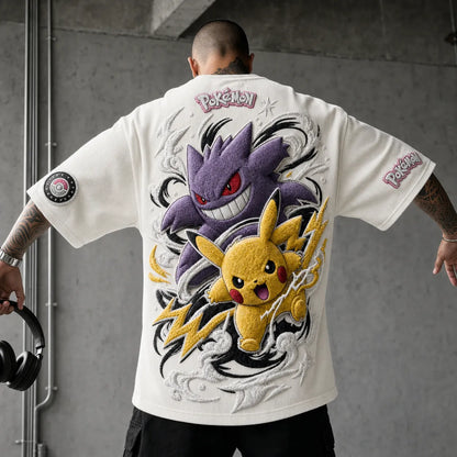 Unisex Anime-Style Retro Corduroy Oversized T-Shirt