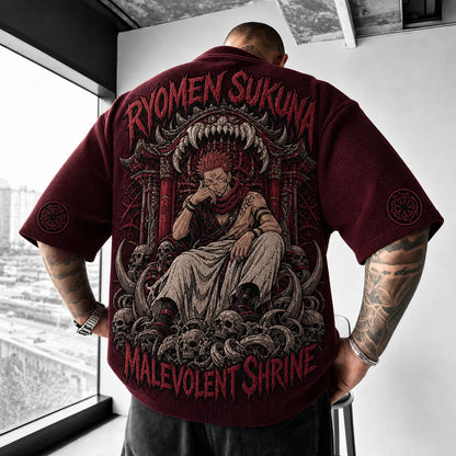 Unisex Anime Print Short-Sleeve Corduroy T-Shirt