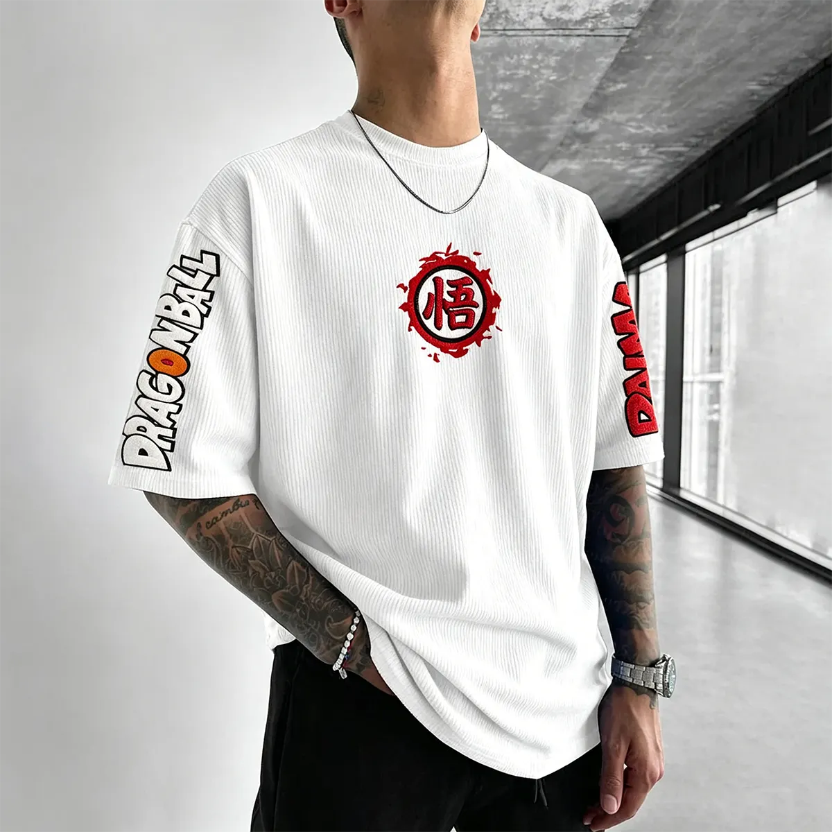 Anime Vintage Waffle Knit T-Shirt