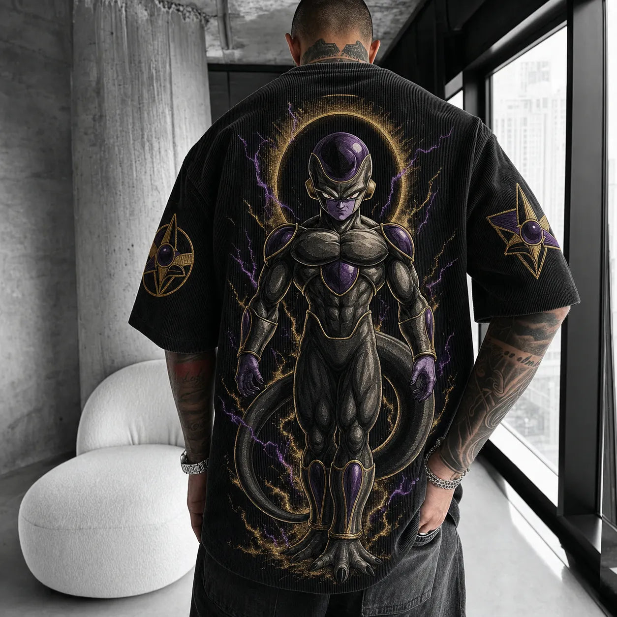 Unisex Short-Sleeve Corduroy T-Shirt With Anime Print