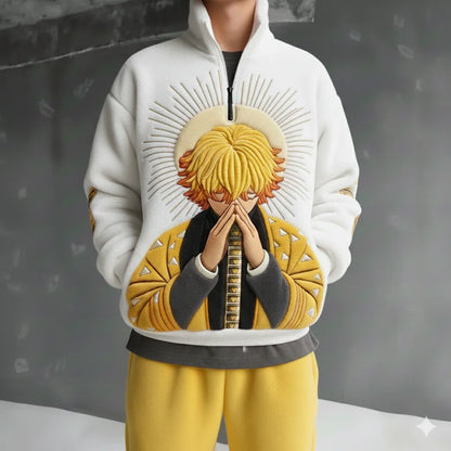 Color-blocked Plush Zip Up Hoodie
