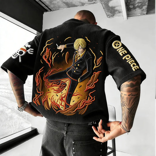 Unisex Anime Inspired Vintage Corduroy T-Shirt