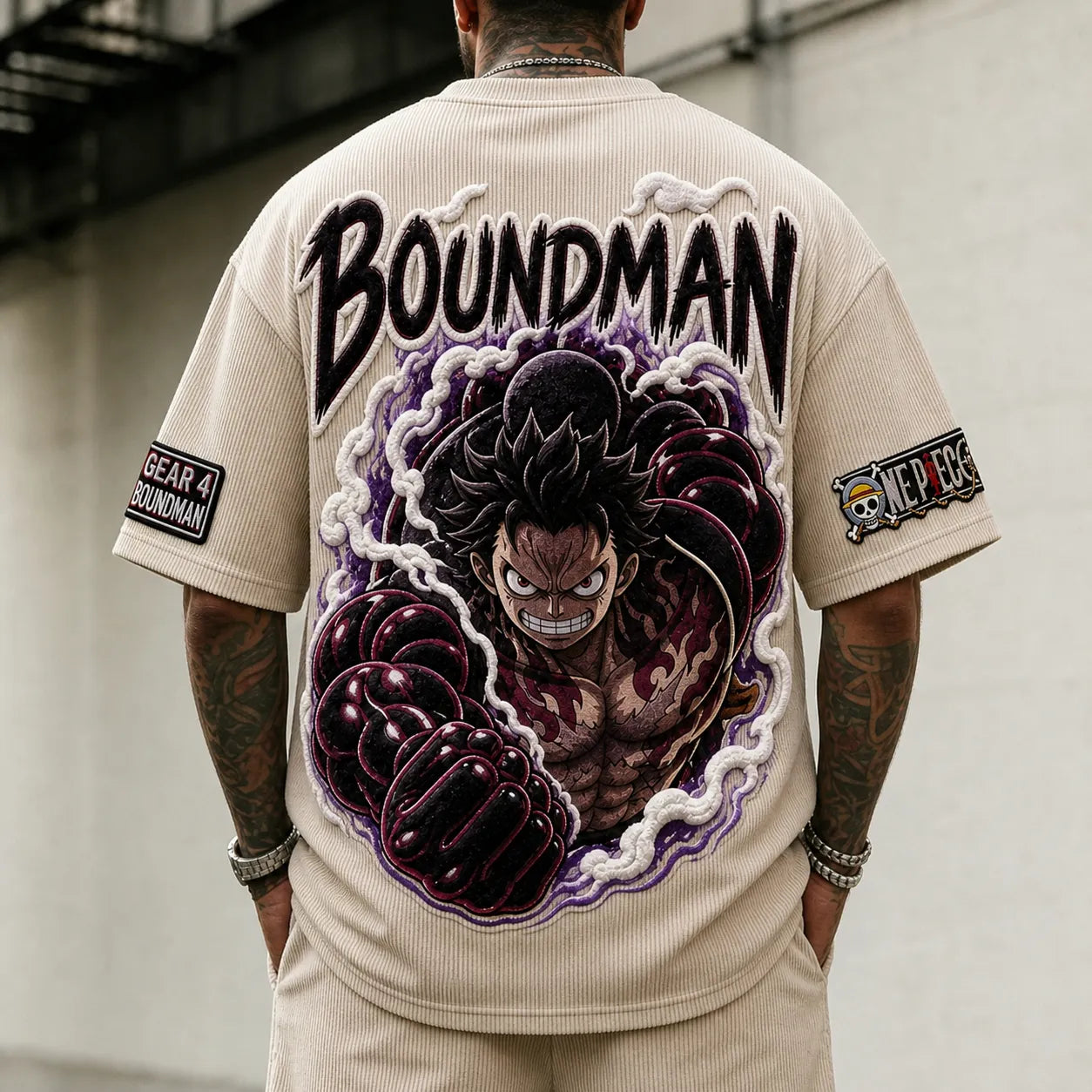 Unisex Short-Sleeve Corduroy T-Shirt With Anime Print