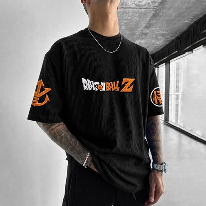 Unisex Anime-Style Retro Corduroy Oversized T-Shirt