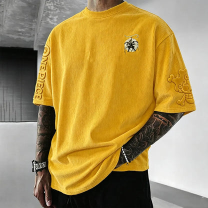 Anime Vintage Waffle Knit T-Shirt