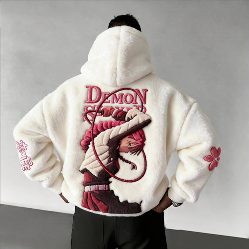 :  Color-blocked Plush Hoodie