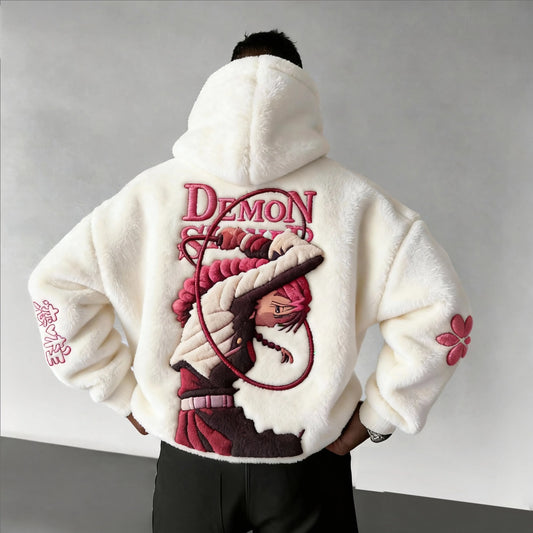 :  Color-blocked Plush Hoodie