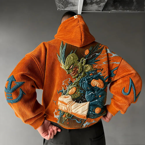 Color Blocked corduroy Hoodie