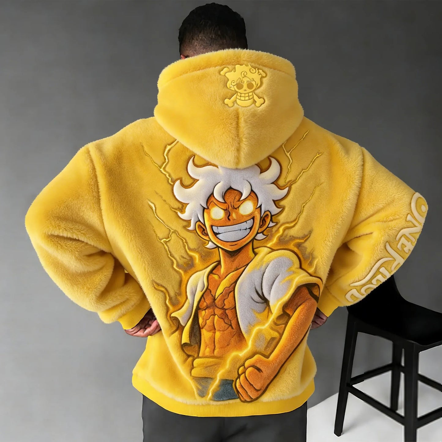 Color-blocked Plush Hoodie