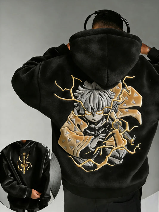 Men : : Agatsuma  Color-blocked Plush Hoodie