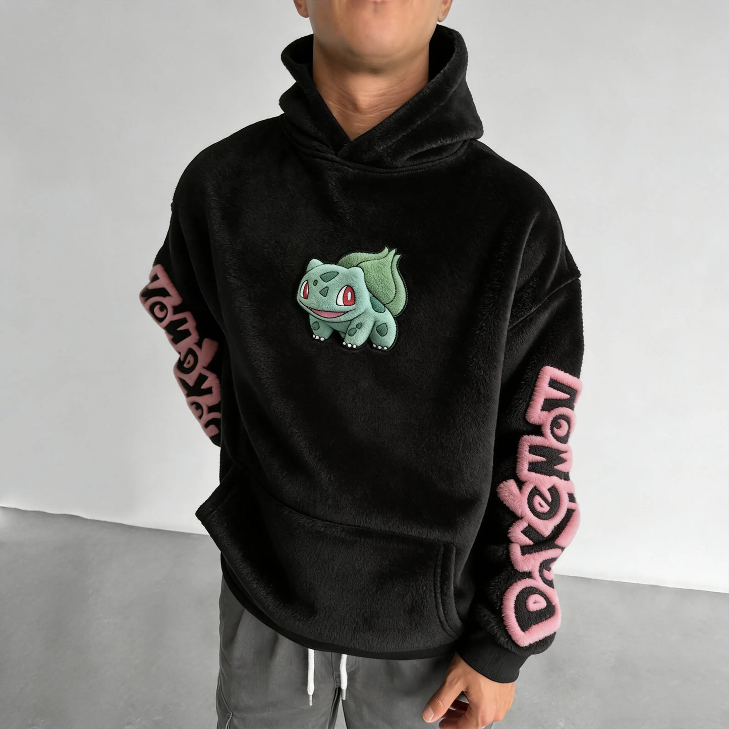:Bulbasaur Color-blocked Plush Hoodie