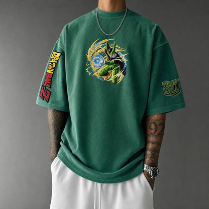 Unisex Loose-Fit Anime Vertical Stripe T-Shirt