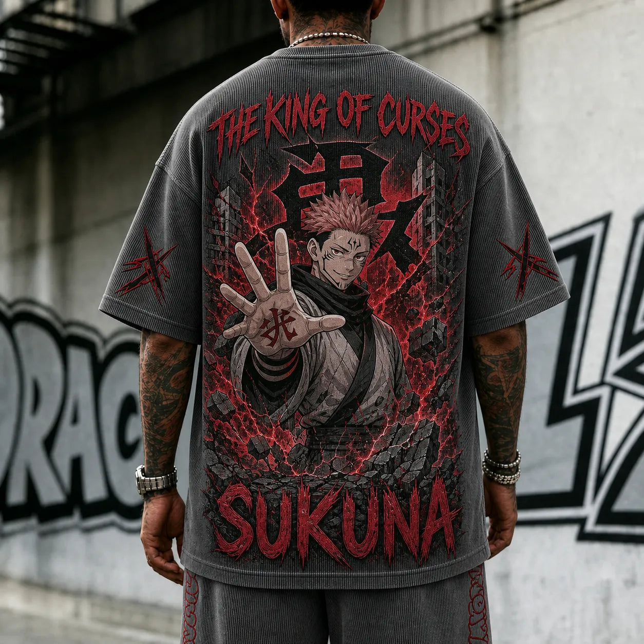 Unisex Anime Print Short-Sleeve Corduroy T-Shirt