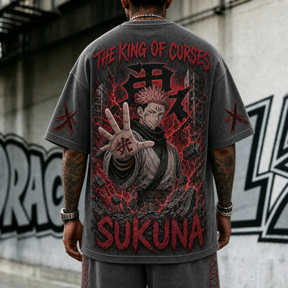 Unisex Anime Print Short-Sleeve Corduroy T-Shirt