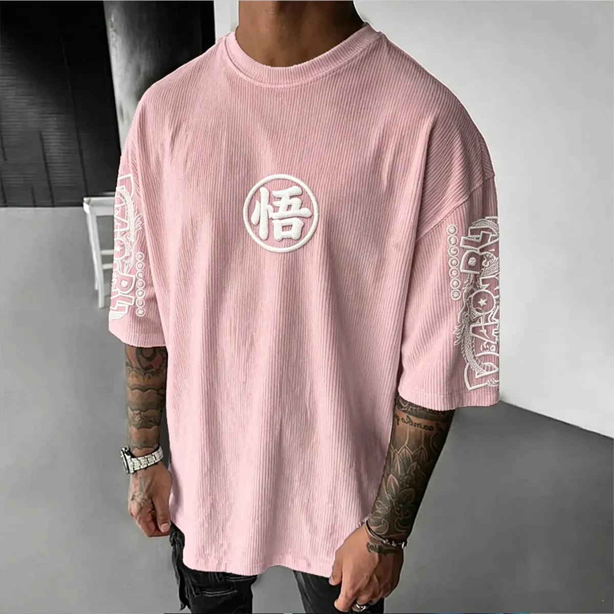 Anime Vintage Waffle Knit T-Shirt