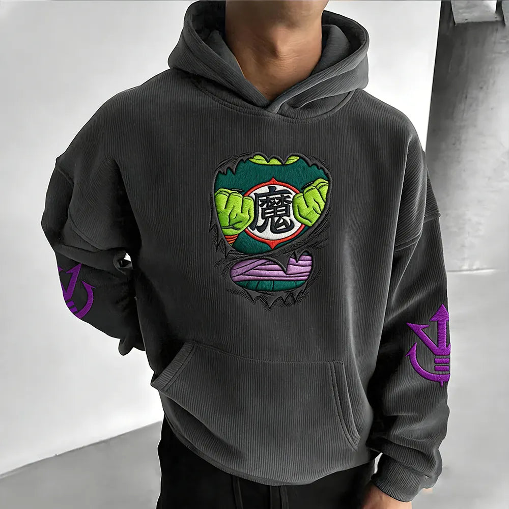 Color Blocked Corduroy Hoodie