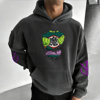 Color Blocked Corduroy Hoodie