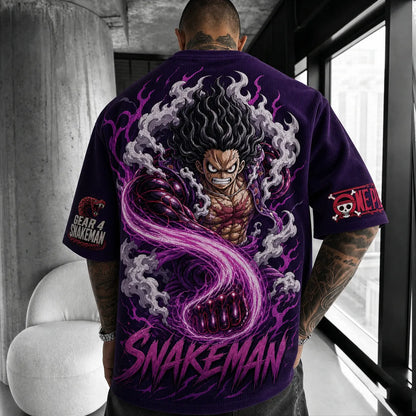 Unisex Short-Sleeve Corduroy T-Shirt With Anime Print