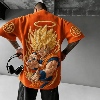 Unisex Short-Sleeve Corduroy T-Shirt With Anime Print
