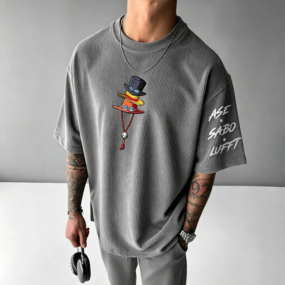 Anime Vintage Waffle Knit T-Shirt