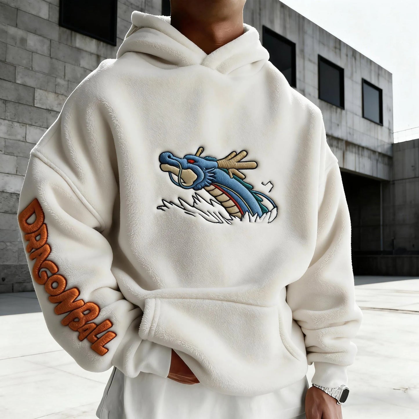 Color-blocked Plush Hoodie