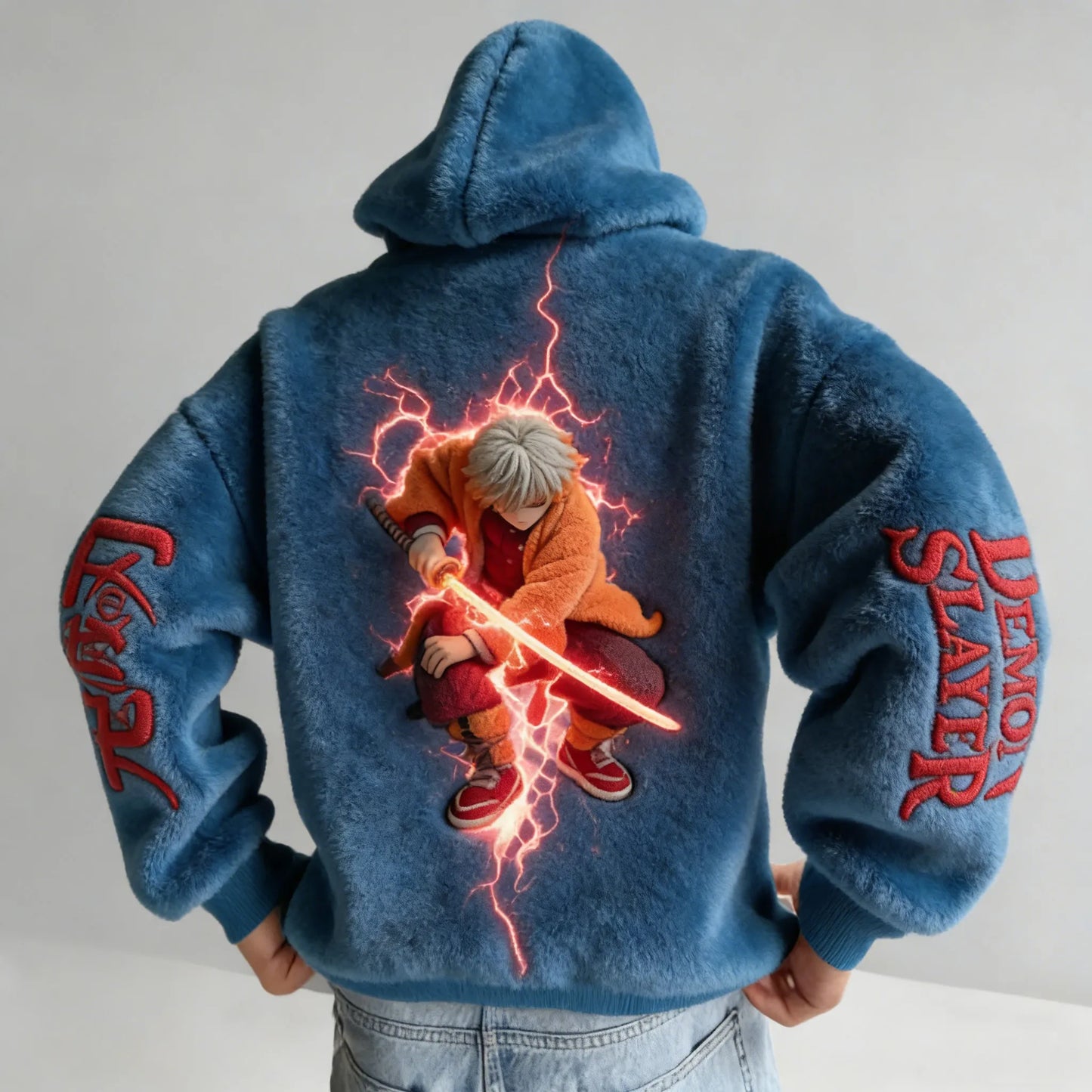 Men   Color-blocked Plush Hoodie