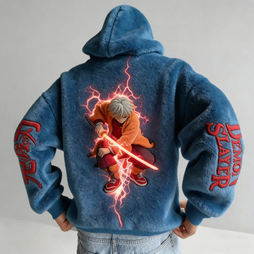 Men   Color-blocked Plush Hoodie