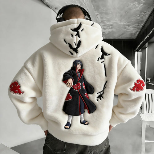 Unisex  Color-blocked Plush Hoodie