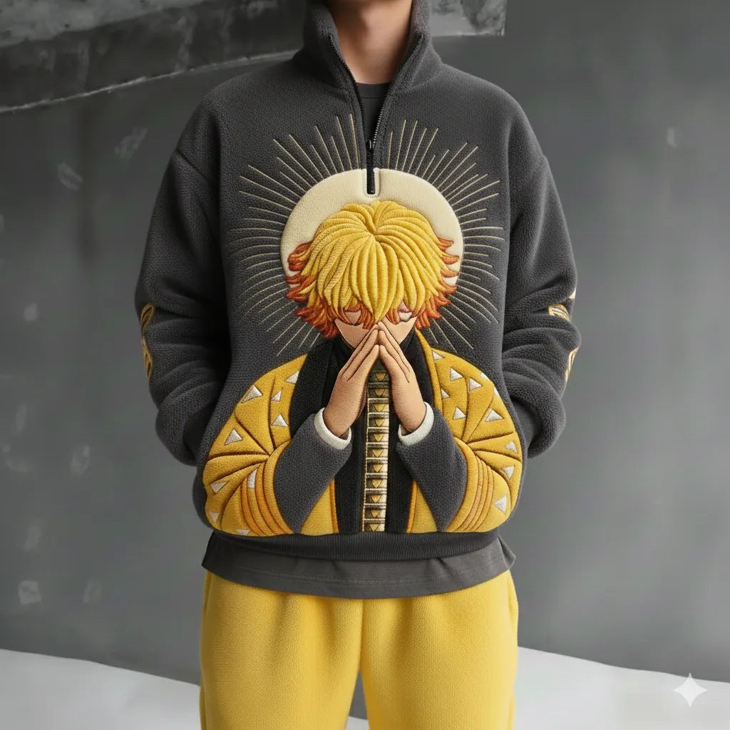 Color-blocked Plush Zip Up Hoodie