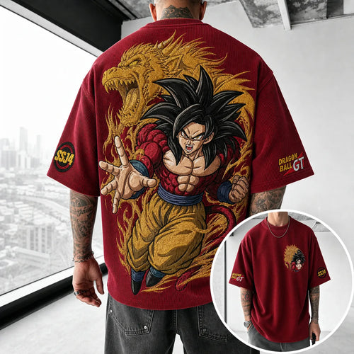 Unisex Loose-Fit Anime Vertical Stripe T-Shirt