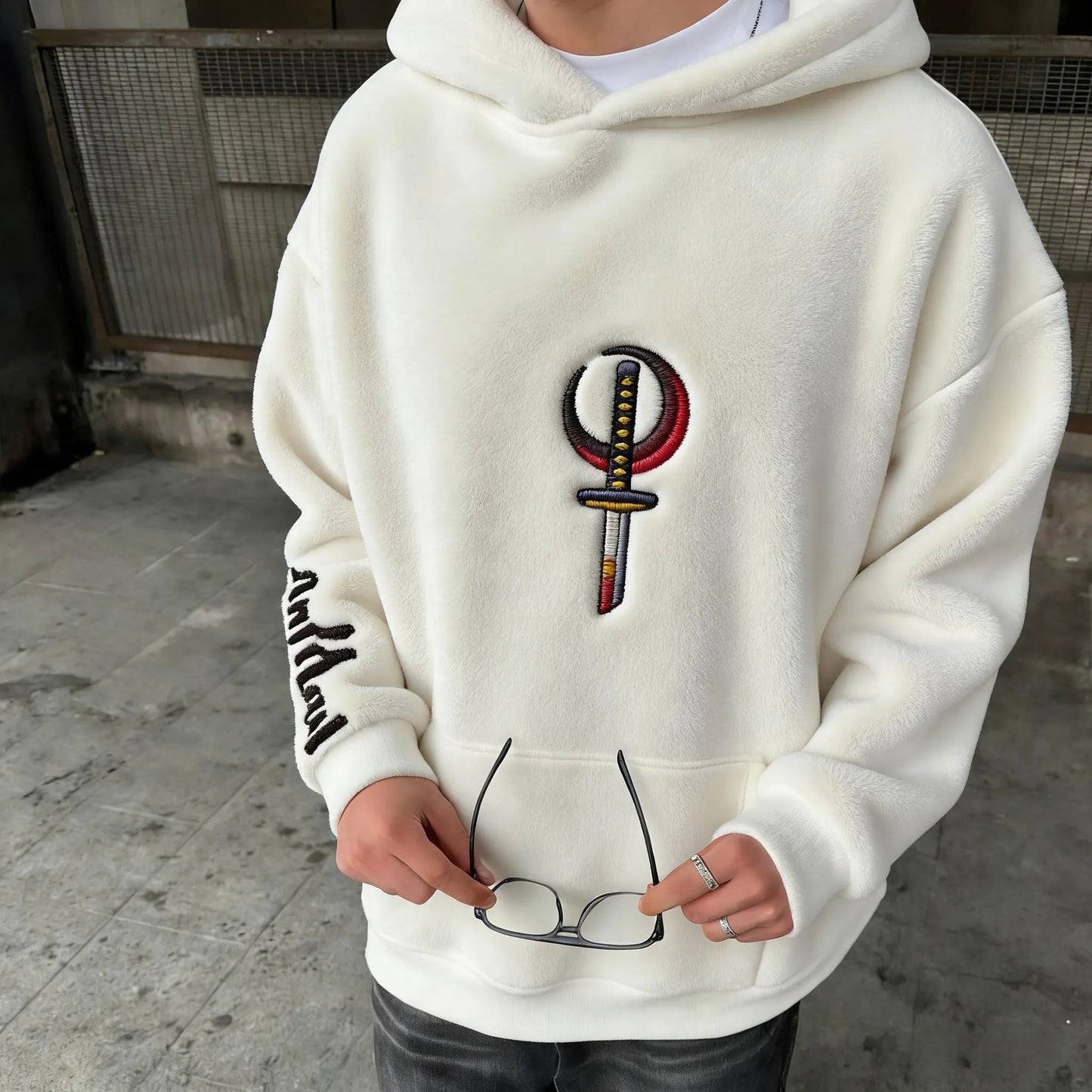 Color-blocked Plush Hoodie