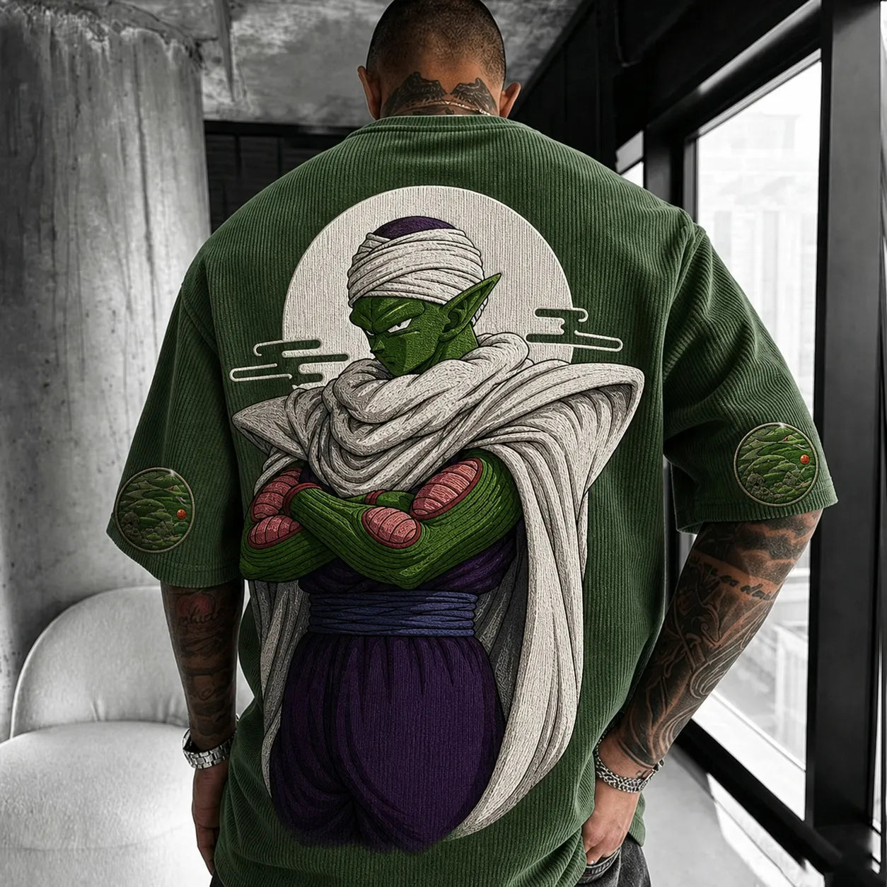Unisex Short-Sleeve Corduroy T-Shirt With Anime Print