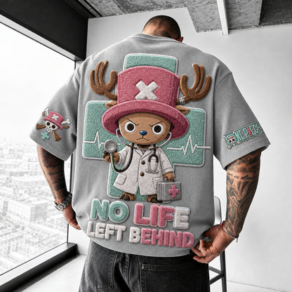 Unisex Short-Sleeve Corduroy T-Shirt With Anime Print