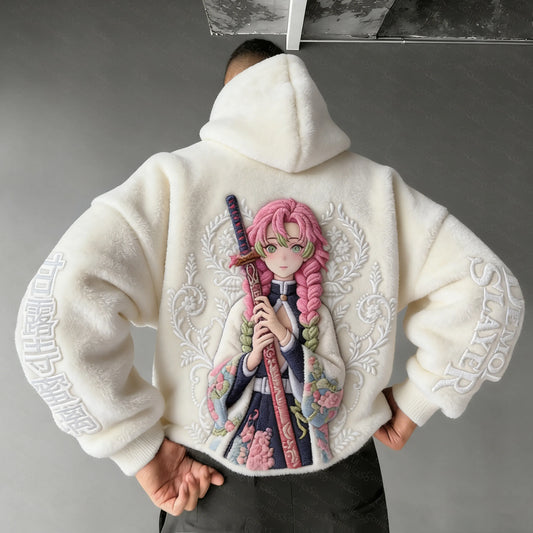 :Kanroji Mitsuri  Color-blocked Plush Hoodie