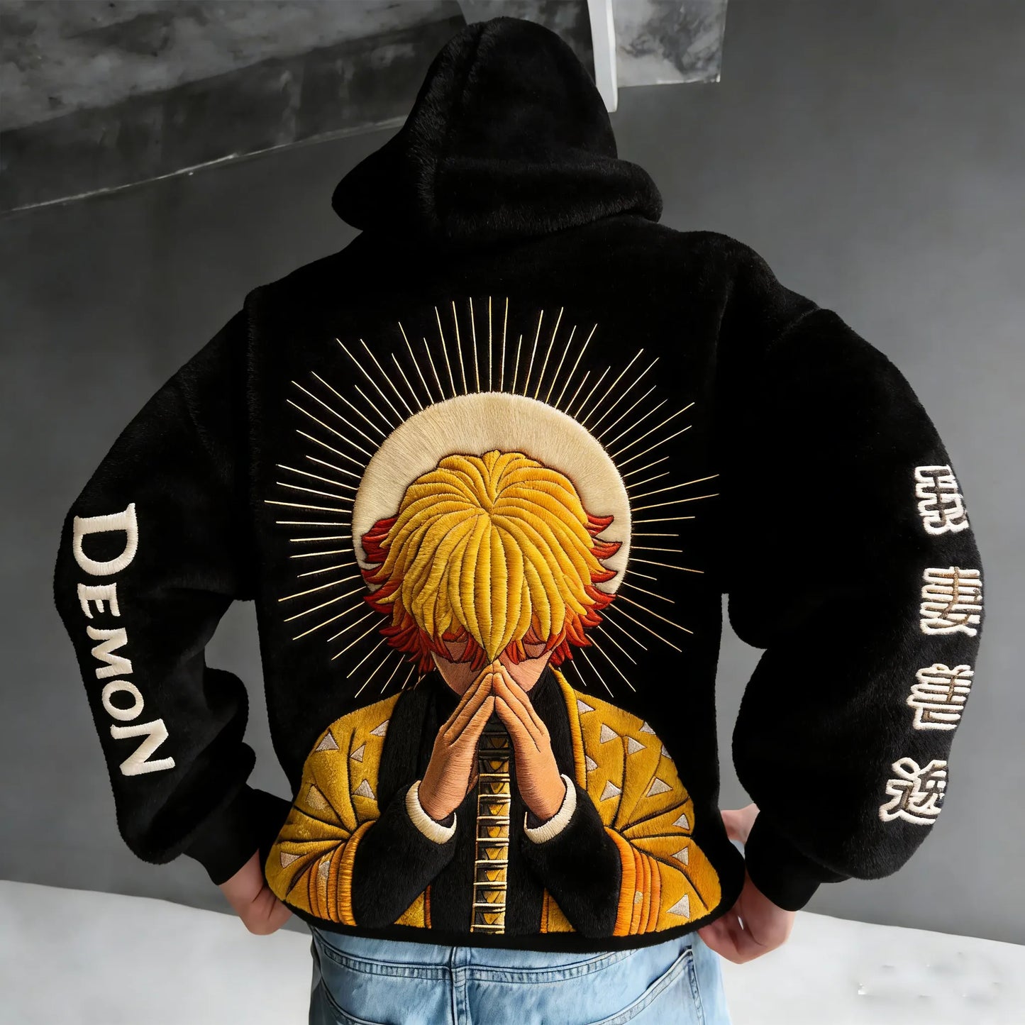 Color-blocked Plush Hoodie