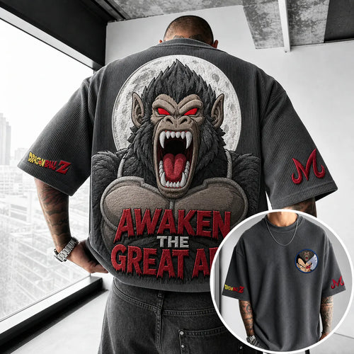 Unisex Short-Sleeve Corduroy T-Shirt With Anime Print