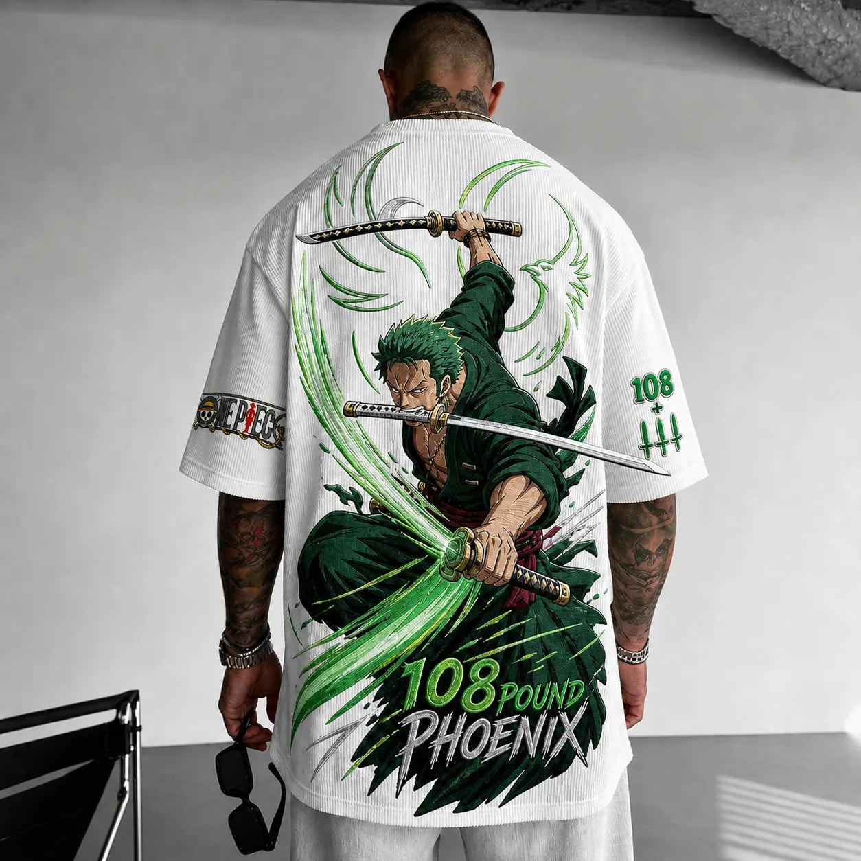 Unisex Short-Sleeve Corduroy T-Shirt With Anime Print