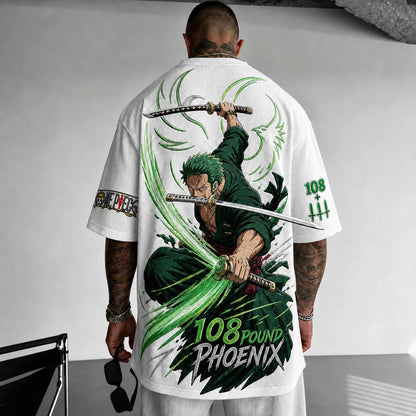 Unisex Short-Sleeve Corduroy T-Shirt With Anime Print