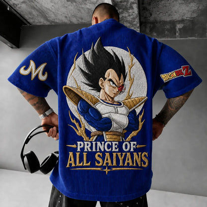 Unisex Short-Sleeve Corduroy T-Shirt With Anime Print