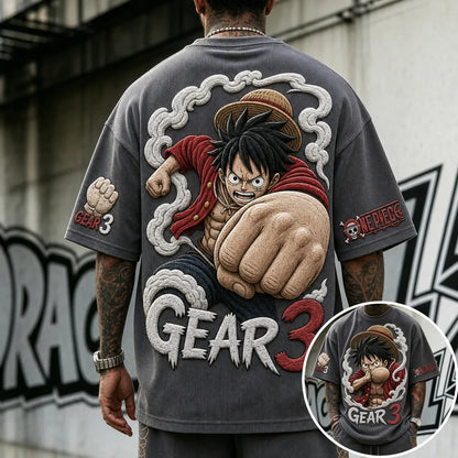 Unisex Short-Sleeve Corduroy T-Shirt With Anime Print