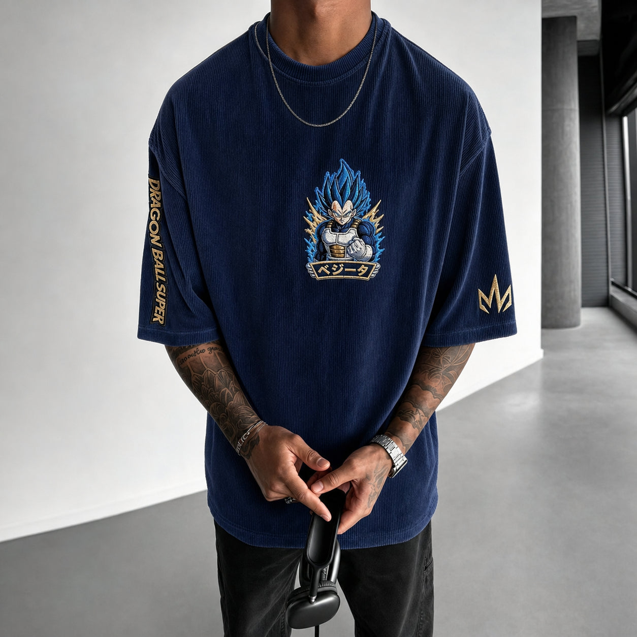 Unisex Loose-Fit Anime Vertical Stripe T-Shirt