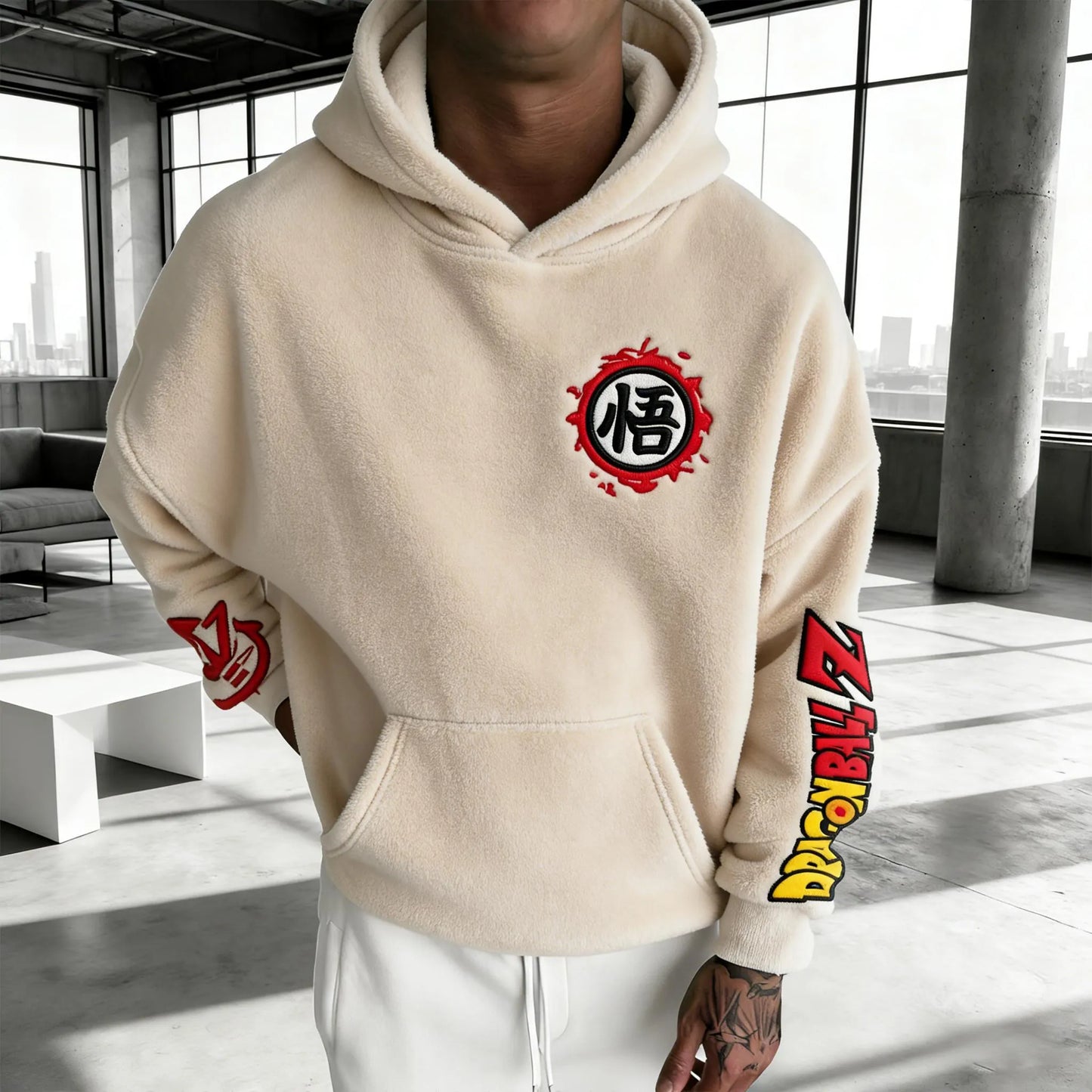 Color Blocked Collaboration Plush Hoodie