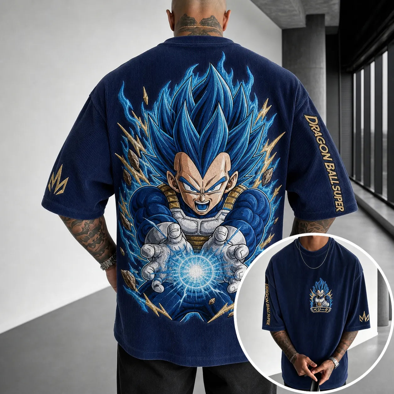 Unisex Loose-Fit Anime Vertical Stripe T-Shirt