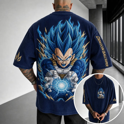 Unisex Loose-Fit Anime Vertical Stripe T-Shirt