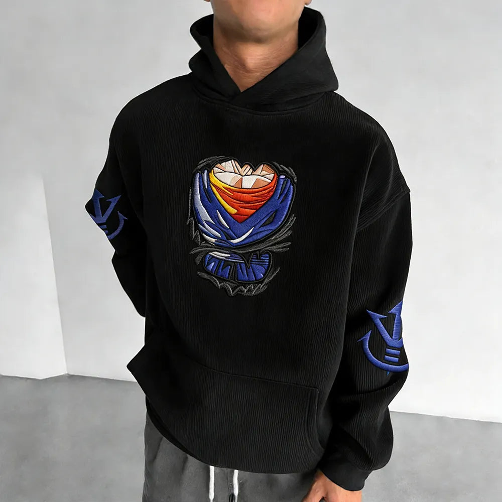 Color Blocked Corduroy Hoodie