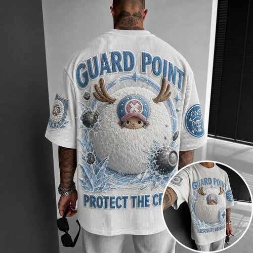 Unisex Short-Sleeve Corduroy T-Shirt With Anime Print