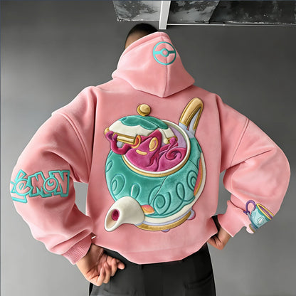 Color-blocked Unisex Fleece Oversized Hoodie