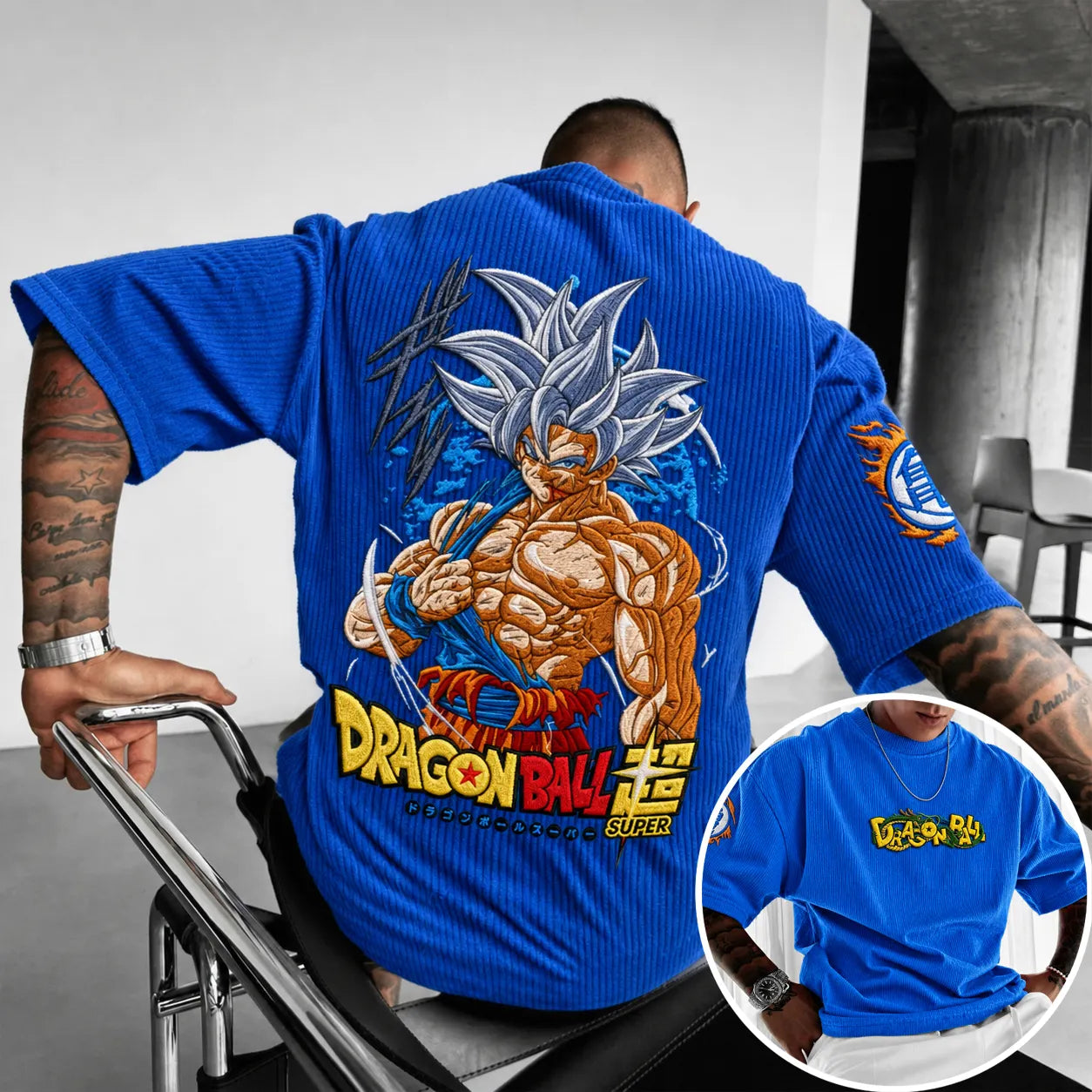Unisex Anime-Style Retro Corduroy Oversized T-Shirt