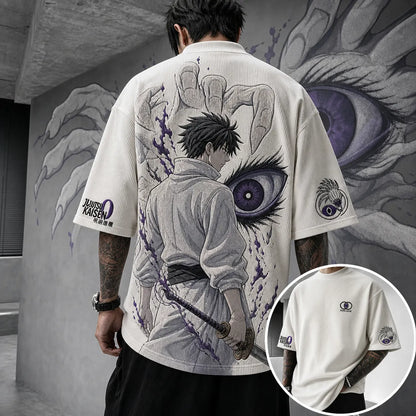 Unisex Anime Print Short-Sleeve Corduroy T-Shirt