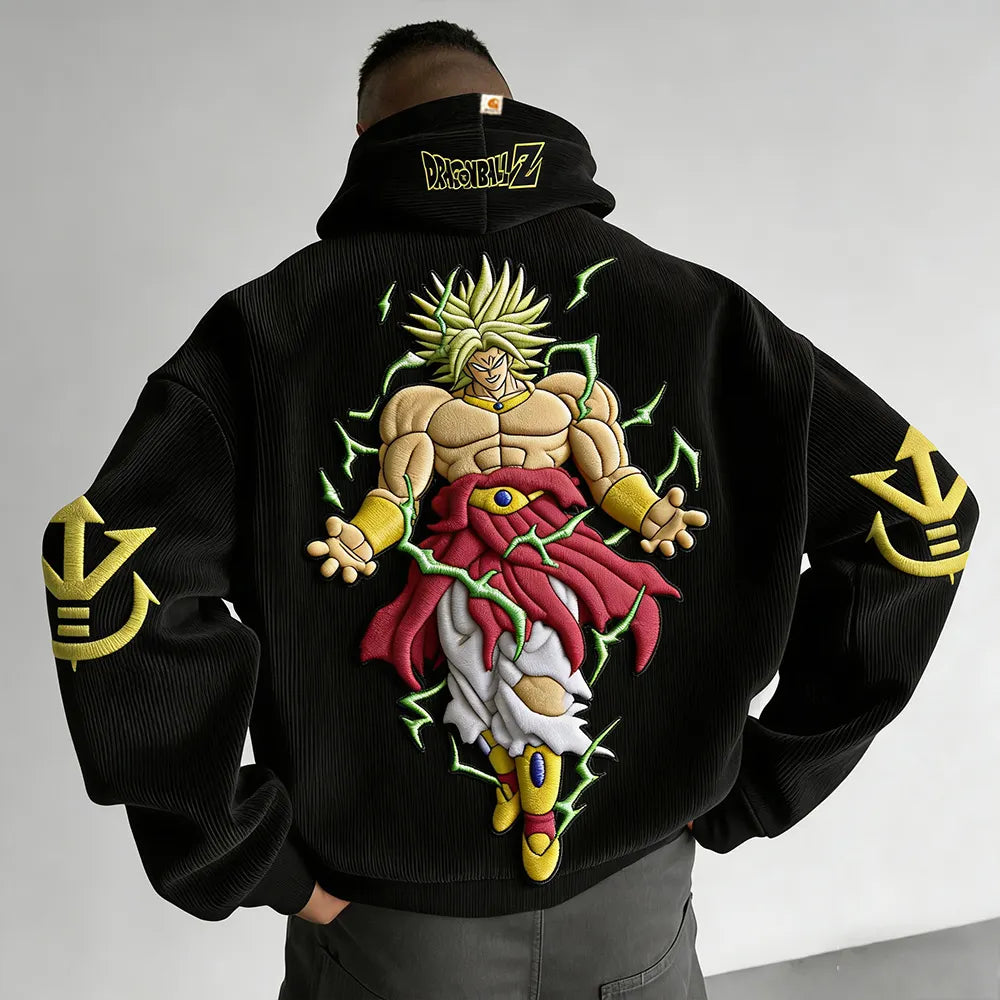 Color Blocked Corduroy Hoodie